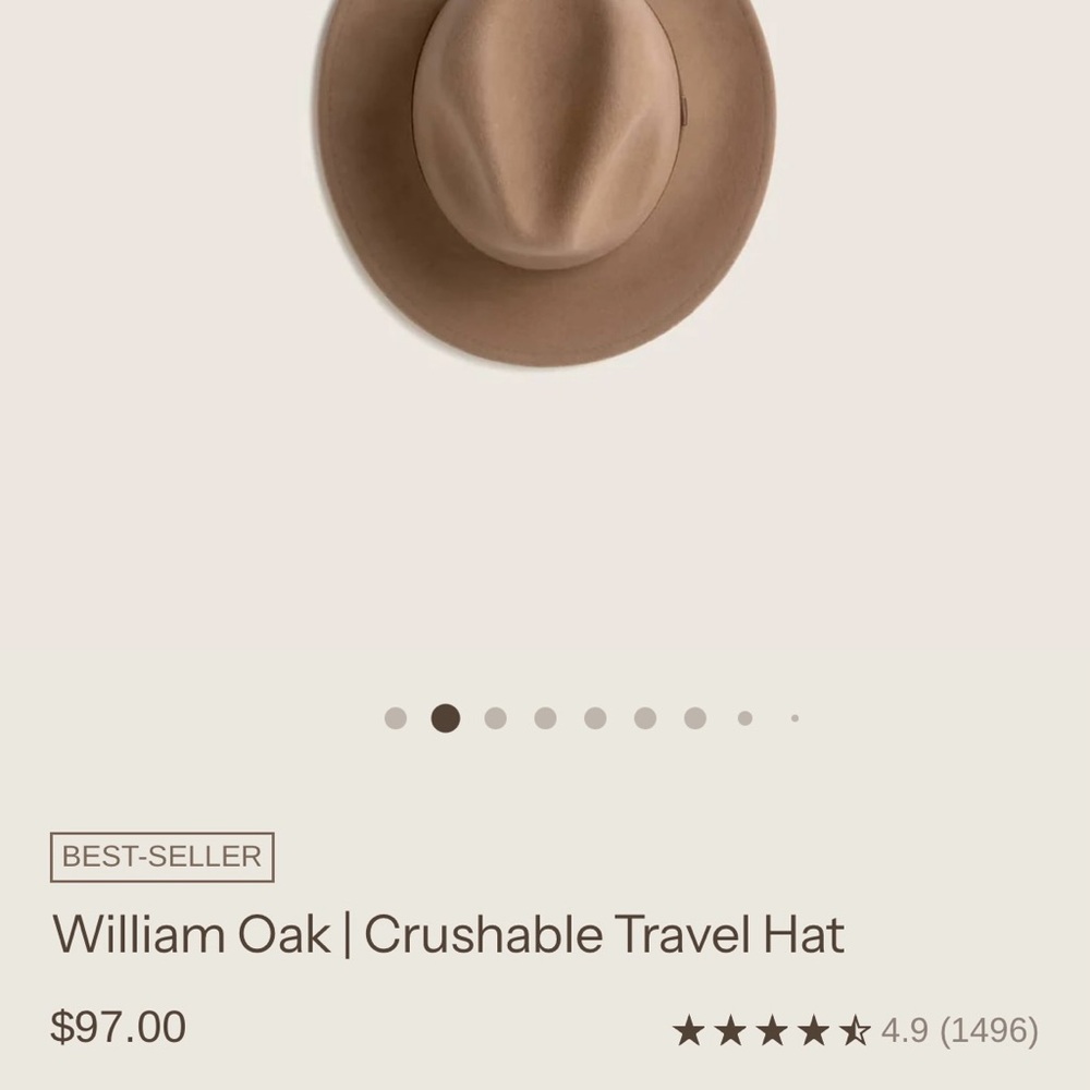 Will + Bear William Wool Hat Oak Packable Classic Unisex Fedora - Picture 4 of 13